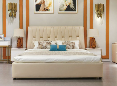 Bed 2x Nightstand 3-piece Bedroom Set Design Modern Luxury Bed Group New